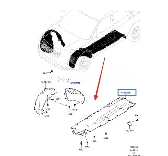 For Range Rover Evoque 2020- L551 Front Under Body Shield Skid Plate long wheelbase LR162098 LR162099 Under Tray